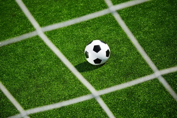 Balón de fútbol y red de goles — Foto de Stock