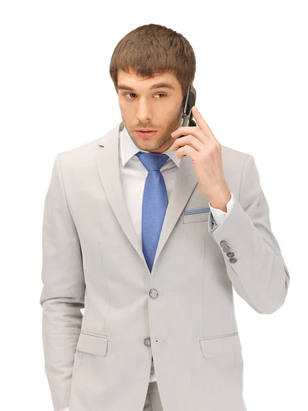 Hombre guapo con teléfono celular — Foto de Stock