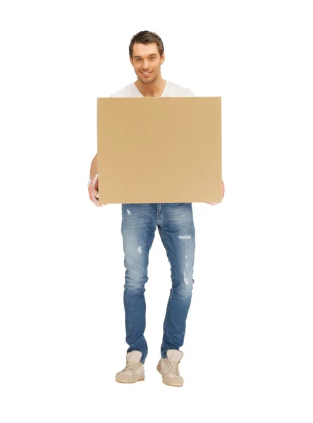 Knappe man met grote doos — Stockfoto