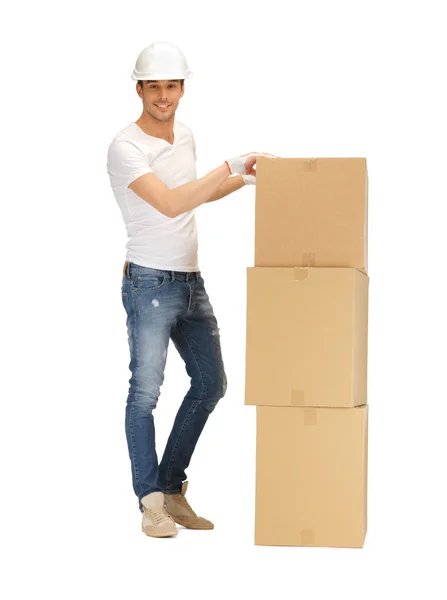 Hombre guapo con cajas grandes —  Fotos de Stock