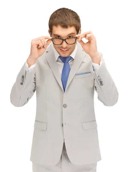 Šťastný podnikatel v brýlích — Stock fotografie