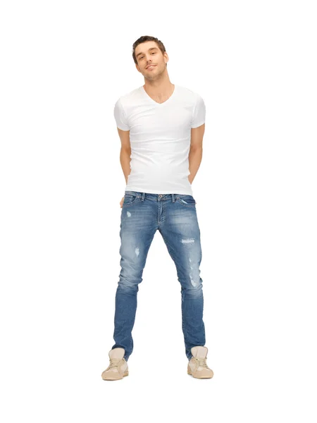 Jóképű férfi fehér ing — Stock Fotó
