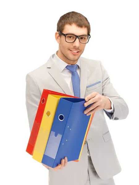 Man with folders — Stock Photo, Image