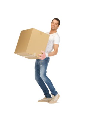 Handsome man with big box clipart