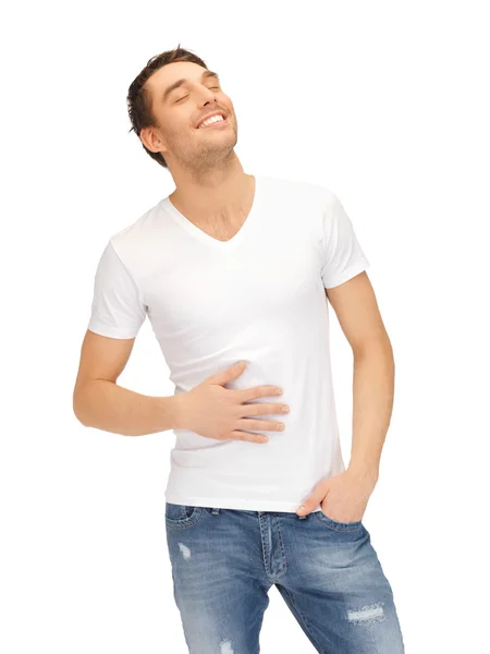 Полный мужчина в белой рубашке — стоковое фото