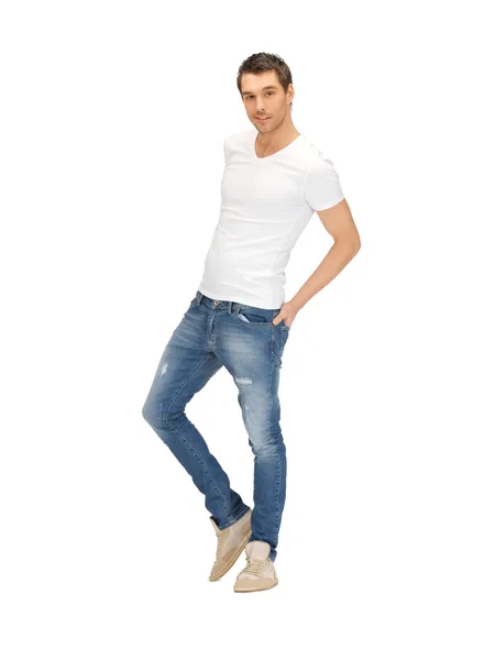 Handsome man in white shirt — Stock Photo, Image