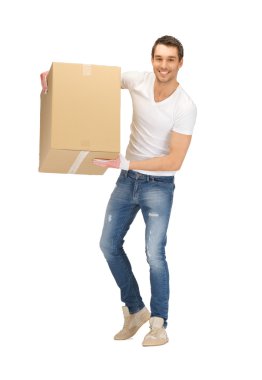 Handsome man with big box clipart