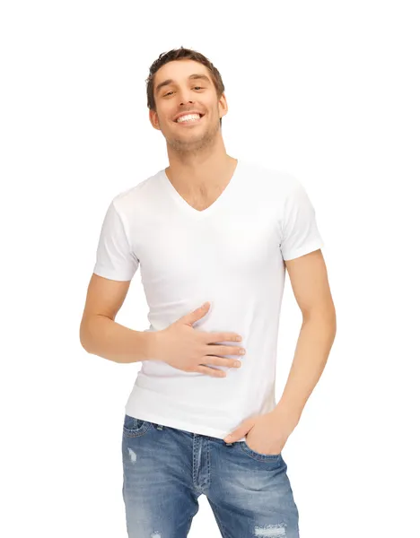 Полный мужчина в белой рубашке — стоковое фото