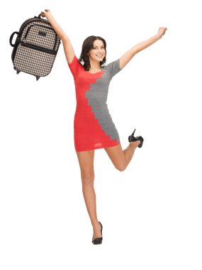 Lovely woman with suitcase clipart