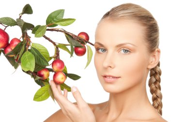 Lovely woman with apple twig clipart