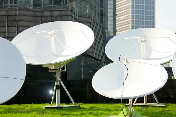 Parabolic satellite dish receivers — Stock Photo, Image