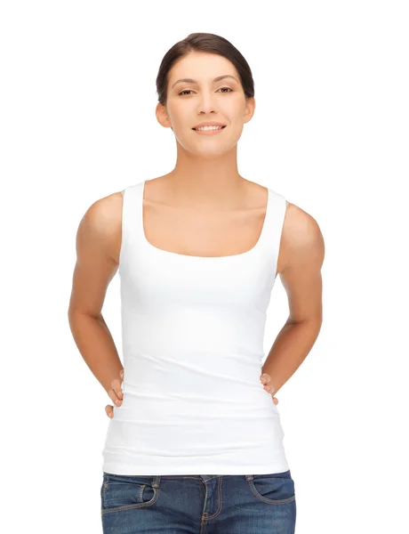 Sorridente adolescente in bianco t-shirt — Foto Stock