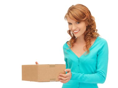 Teenage girl with cardboard box clipart