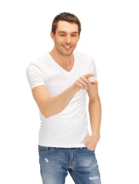 Man working with something imaginary clipart