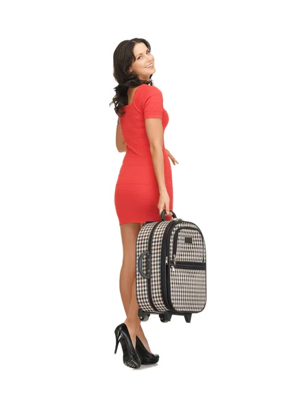 Bella donna con valigia — Foto Stock