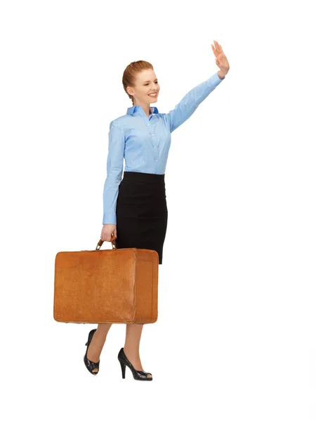 Hitch-senderismo mujer con maleta — Foto de Stock