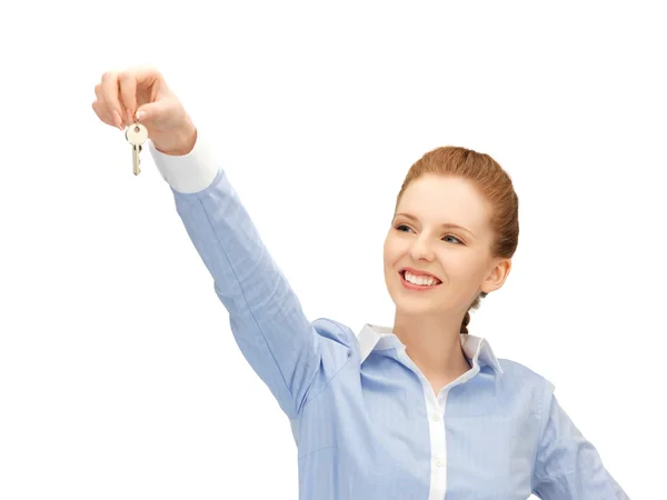Donna felice con le chiavi — Foto Stock