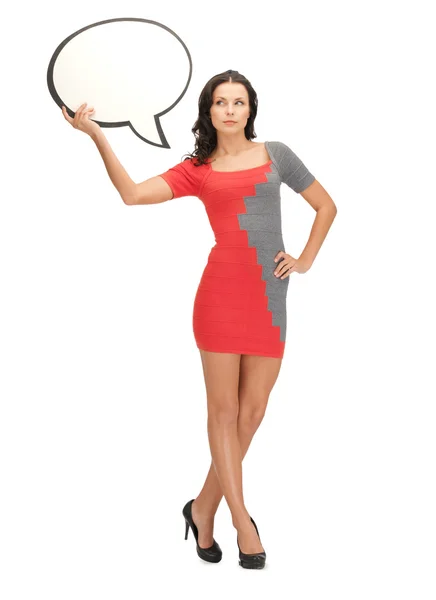Woman with blank text bubble — Stock Photo, Image