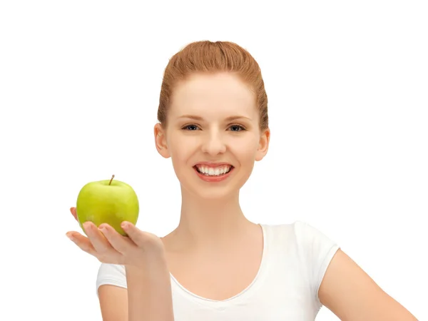 Menina adolescente com maçã verde — Fotografia de Stock
