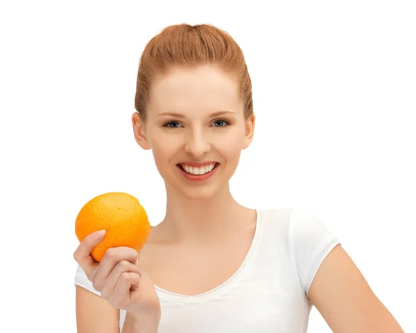 Menina adolescente com laranja — Fotografia de Stock