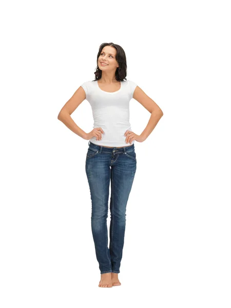 Woman in blank white t-shirt Royalty Free Stock Photos