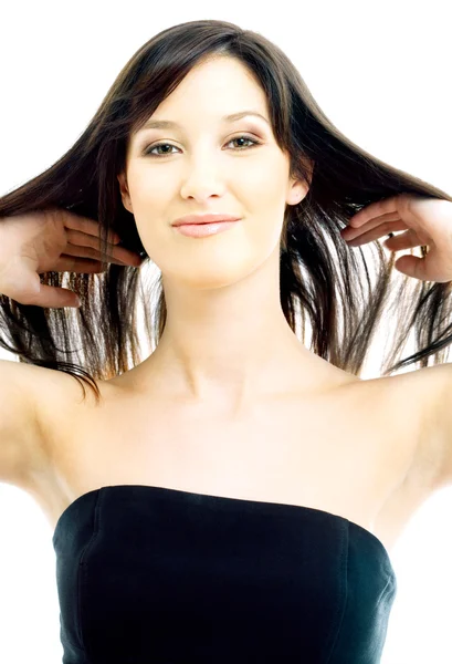 Morena com cabelo comprido — Fotografia de Stock