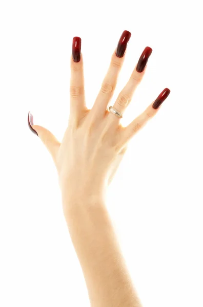 Mano con uñas largas de acrílico — Foto de Stock