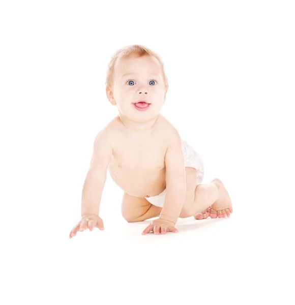 Pełzający chłopiec w pieluszce — Zdjęcie stockowe