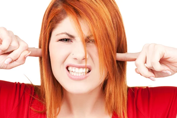 Unhappy redhead woman — Stock Photo, Image