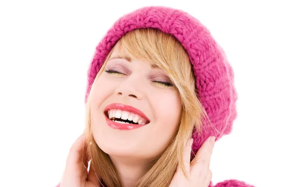 Happy teenage girl in hat — Stock Photo, Image