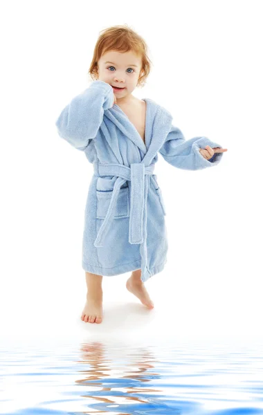 Chłopca w niebieski płaszcz — Zdjęcie stockowe