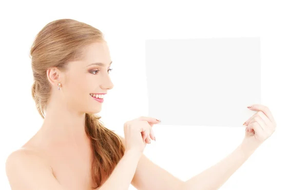 Chica feliz con tablero en blanco —  Fotos de Stock