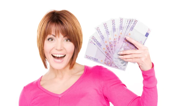 Szczęśliwa kobieta z pieniędzy — Zdjęcie stockowe