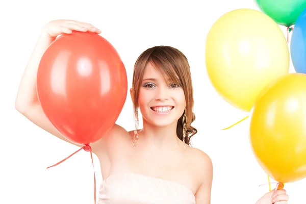 快乐少女手中的气球 — 图库照片