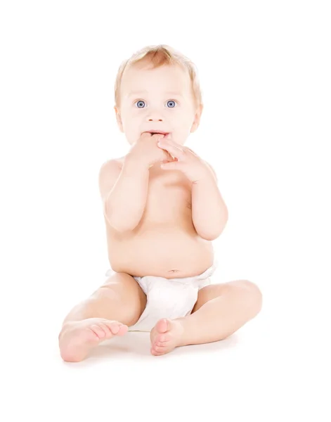 Ülő fiú baba pelenka — Stock Fotó