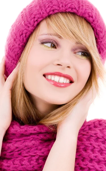 Happy teenage girl in hat — Stock Photo, Image