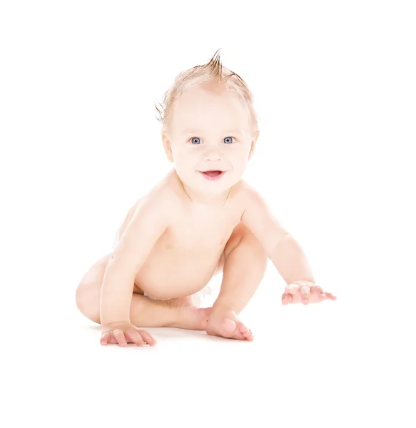 Ülő fiú baba pelenka — Stock Fotó
