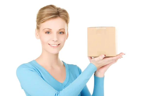 Picture of businesswoman with parcel — Stock Photo, Image
