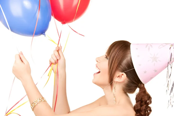 Nyårsfest girl med ballonger — Stockfoto