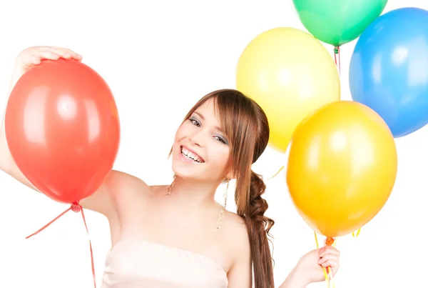 Boldog tinédzser lány léggömbök — Stock Fotó