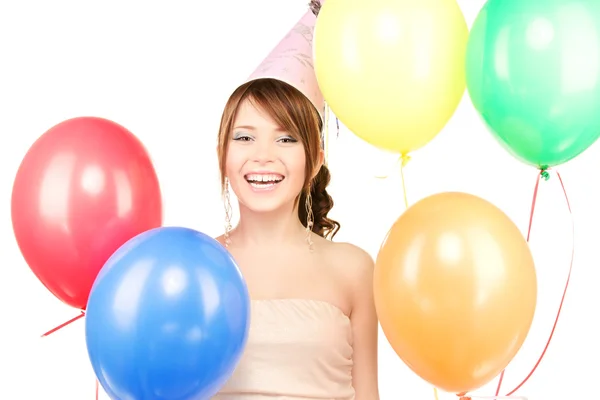 Strana dívka s balónky — Stock fotografie