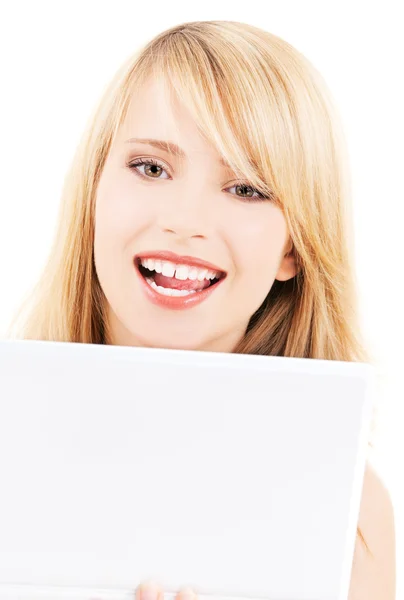 Teenage girl with laptop computer — Stock Photo, Image