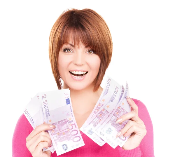 Donna felice con i soldi — Foto Stock