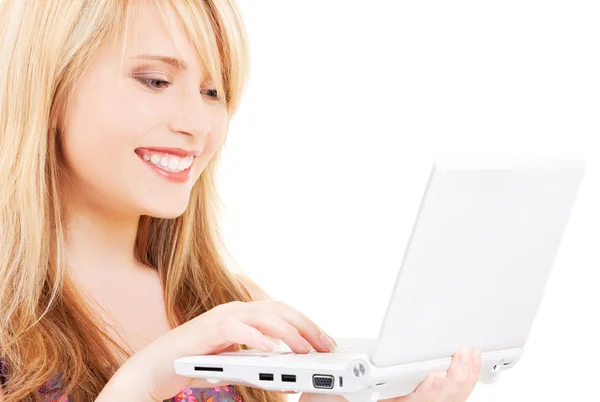 Chica adolescente con ordenador portátil Imagen de archivo