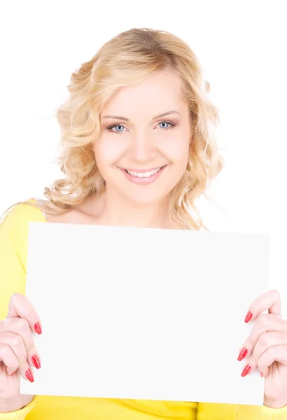 Happy girl with blank board Stock Picture