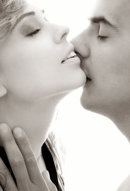 Monochrome gentle kiss clipart