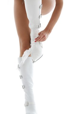 White leather boots and panties clipart