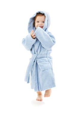 Baby boy in blue robe clipart