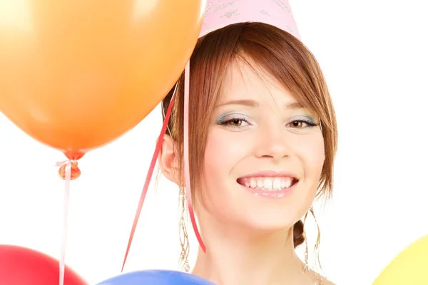Partij meisje met ballonnen — Stockfoto
