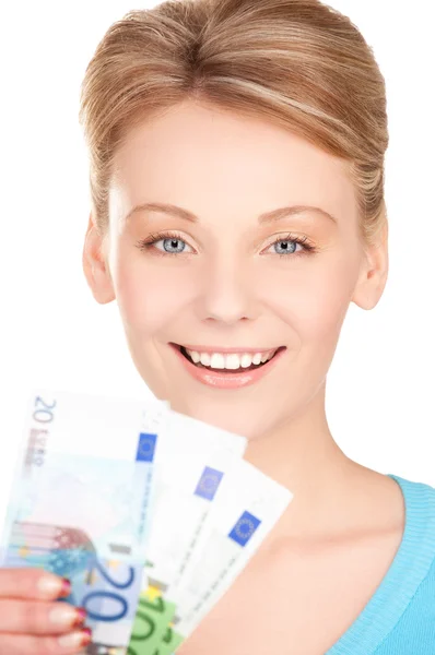 Lovely woman with money — Stock Photo, Image